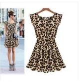 Vestido Oncinha Curto Casual Leopardo