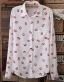 CAMISA/BLUSA DE CHIFFON COM ESTAMPA DE BEIJOS/KISS